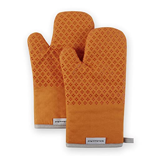 KitchenAid Asteroid Oven Mitt Set, Honey Orange 7'x12.5'