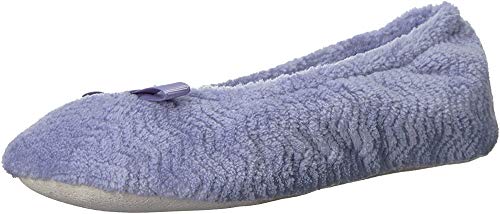 isotoner womens Moisture Wicking Suede and Fabric Sole for Comfort, Periwinkle, 6.5-7.5 US