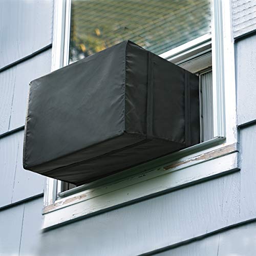 Window Air Conditioner Cover Outdoor, Luxiv Outside Window AC Unit Cover Black Dust-proof Waterproof AC Cover Outdoor Window AC Protection Cover (21Wx16Dx15H)