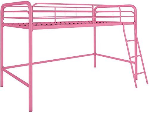 DHP Jett Junior Twin Metal Loft Bed, Pink