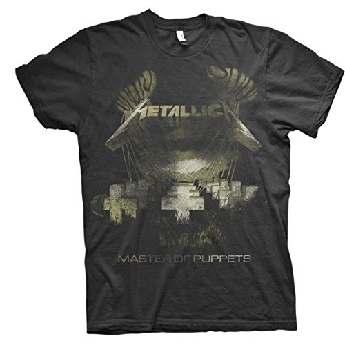 Metallica Men's Master of Puppets Distressed Slim Fit T-Shirt Large Black