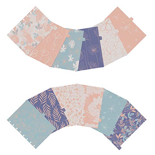 Discagenda 12 Months Dividers Plastic Durable with Elegant Bloom Patterns for Planner Personal Organizer (A5 / Junior Size (5.8x8.3in), Discbound)