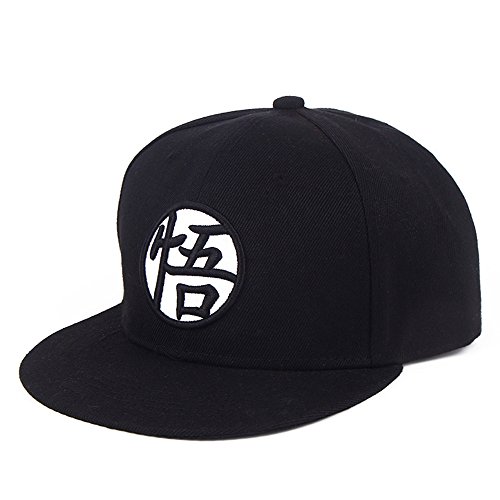 Anime Baseball Cap Canvas Snapback Cap Hip-Hop Style (Black)