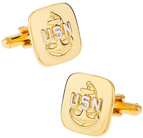 Cuff-Daddy US Navy Cufflinks E7 Chief Petty Officer CPO USN Gold Silver with Presentation Box