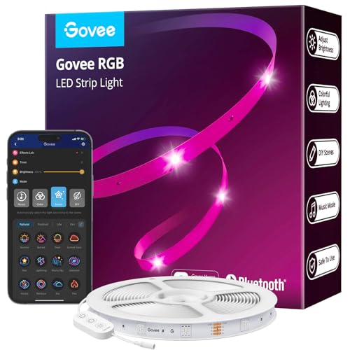 Govee 65.6ft LED Strip Lights, Bluetooth RGB Mother's Day LED Lights with App Control, 64 Scenes and Music Sync LED Strip Lighting for Bedroom, Living Room, Kitchen, Party, ETL Listed Adapter