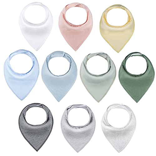 Cherub Baby Bibs 10 Pack, Absorbent Drool Bandana Bibs for Newborns and Toddlers, Soft Organic Cotton Bib for Baby Boys and Girls