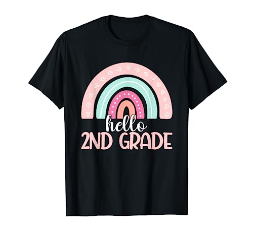 Hello Second Grade Back To School 2nd Grade Teacher Rainbow T-Shirt