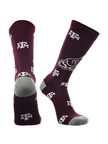 Texas A&M Aggies Socks Sock Mayhem Crew (Maroon/Grey/White, Large)
