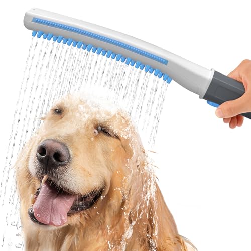 Shandus Professional Dog Shower Head, Dog Shower Attachment, Pet Shower Attachment, Indoor Outdoor Dog Shower Wand for Fast Easy Dog Bathing and Cleaning, 8-Foot Flex Hose, 3 Washing Spray Mode On/Off