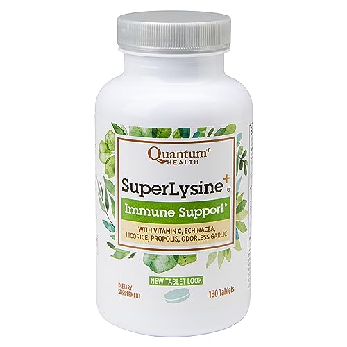 Quantum Health SuperLysine+ Advanced Formula Immune Support Supplement Lysine 1500 mg, Vitamin C Echinacea Licorice Bee Propolis & Odorless Garlic Daily Wellness Blend for Women & Men - 180 Tablets