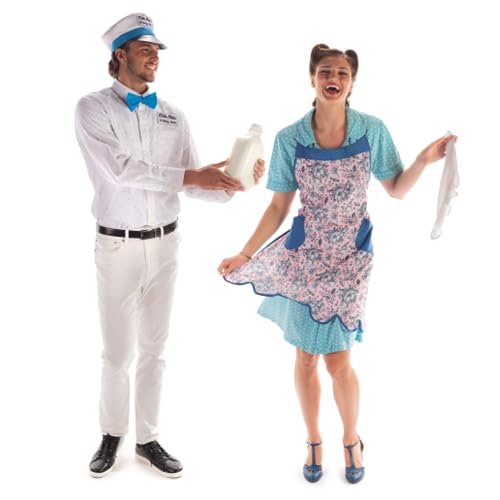 Milkman & 50s Housewife Halloween Couples Costume - Funny Adult One-Size Outfits
