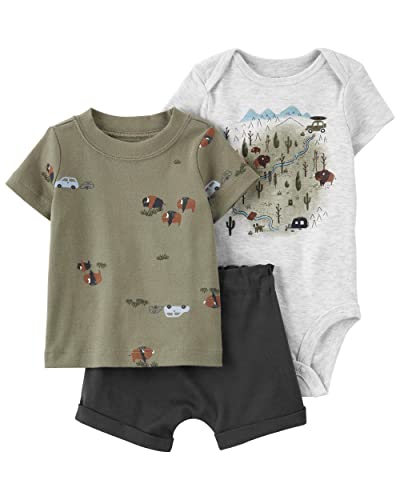 Carter's 3-Piece Giraffe Little Short Set (Bison/Multi, Newborn)