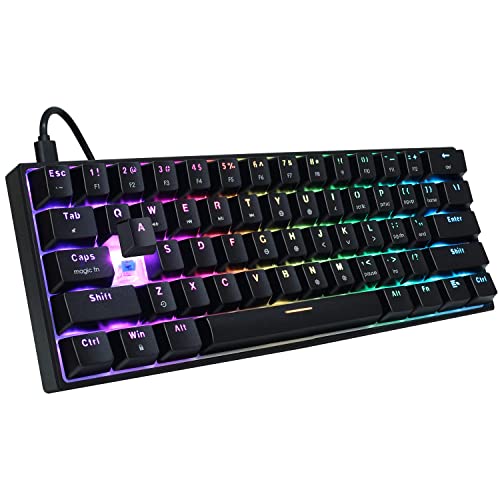 FANTECH MAXFIT61 RGB Wired 60% Mechanical Keyboard, 61 Keys Hot Swappable Type-C Programmable Gaming Keyboard, Outemu Blue Switch, Black