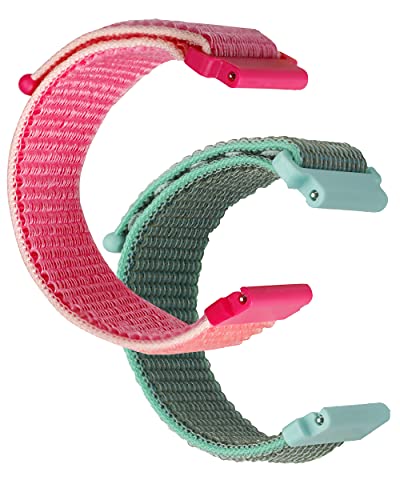 BRONGER Fit Length for Boy Girl, Hook&Loop Gizmo Watch Band Replacements Compatible with Gizmo Watch 3 2 1/Gabb Watch 2 1: Easy to Use for Kids (Pomegranate-red Cyan-aloe)