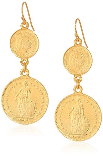 Ben-Amun Moroccan Coin Vintage Dangle Earrings, New York Fashion 24K Gold Plated Jewelry