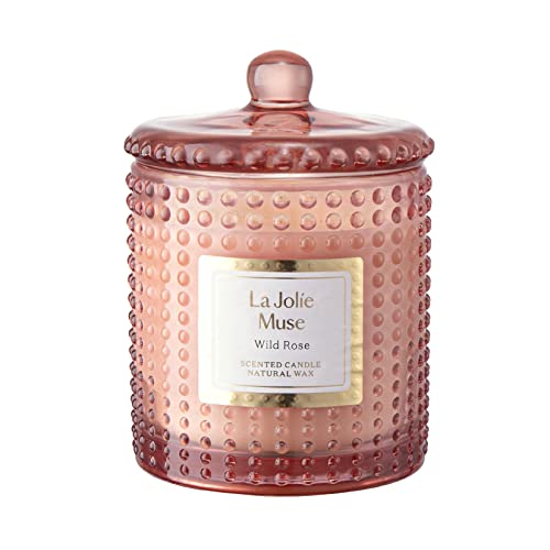 LA JOLIE MUSE Wild Rose Candle, Candles Gifts for Women, Luxury Jar Candles for Home Scented, Natural Soy Candles, Premium Candle Gift, 75 Hours Long Burning, 10 oz