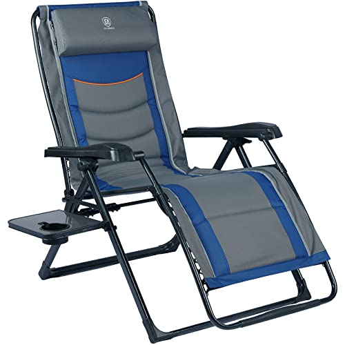 EVER ADVANCED Oversize XL Zero Gravity Recliner Padded Patio Lounger Chair with Adjustable Headrest Support 350lbs, Blue