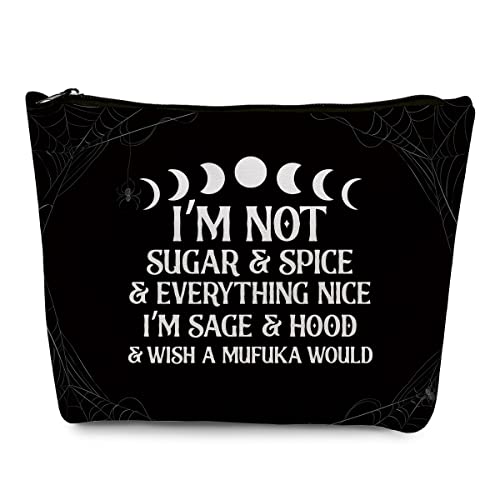 gfuhlre Moon Phase Witch Gifts Stuff Makeup Bag Travel Toiletry Bag Funny Witchcraft Bag Meditation Gifts for Witchcraft Lovers Women Female Best Friends Birthday Halloween I'm Not Sugar Spice