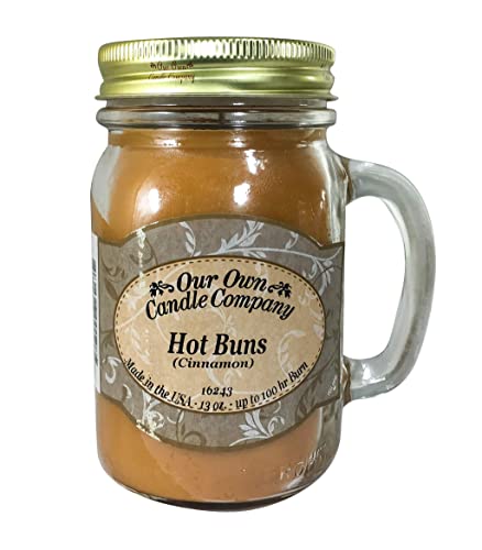 Our Own Candle Company, Hot Buns Scented Mason Jar Candle, 100 Hour Burn Time, Made in The USA - 13 Ounces