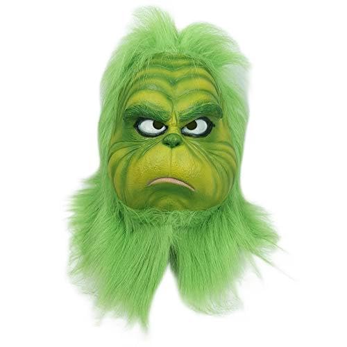 WPOZD Green cosplay mask christmas decoration latex full face halloween props (green-ST) (mask)