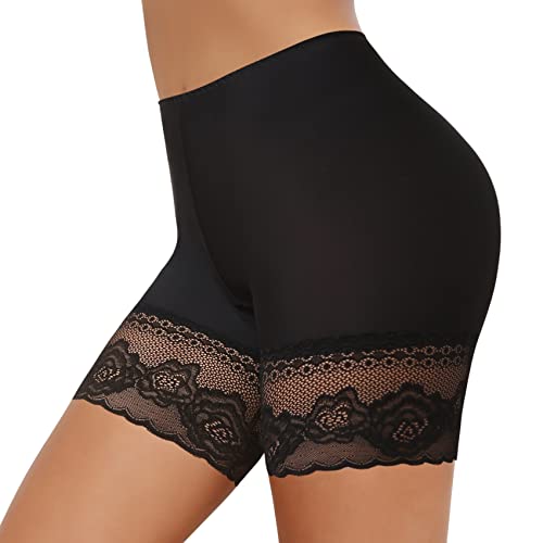 JOYSHAPER Anti Chafing Thigh Bands for Women Underwear Under Dresses Lace Panties Boyshorts (Black, M)