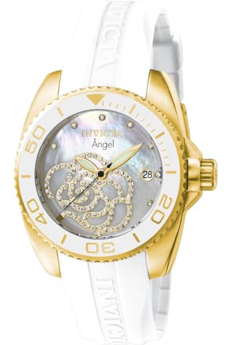 Invicta Women's 0488 Angel Gold-Tone Watch with White Silicone Band