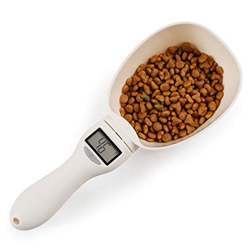 DANGSHUO Dog Food Scale Cup Cat Food Bowl Kitchen Scale Bowl Spoon Measuring Cup Portable LED Display White