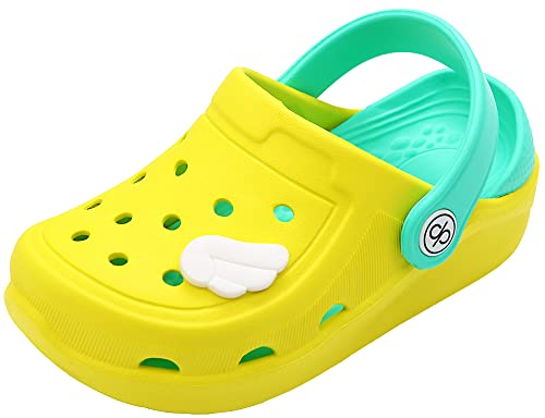 dripdrop Girls Comfort Clogs Kids Slip On Garden Shoes Boys Lightweight Beach Pool Slide Sandals Shower Slipper Yellow Wing/5 Toddler