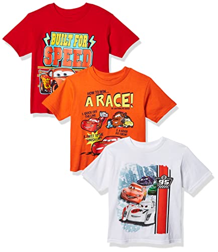 Disney Boys' Toddler Cars Three-Pack T-Shirt, Multicolor, 5 T