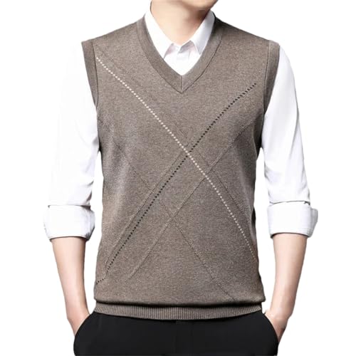 Autumn Winter Men's Casual V-Neck Sleeveless Sweater Warm Pullover Vest