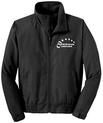 5-Star Rideshare Driver Economy Jacket, Reflective Logo Fleece Lining Uber, Lyft Black