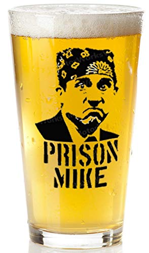 Vivid Ventures Prison Mike Beer Glass - The Office Merchandise | Funny Mug for Men and Women - Michael Scott Beer Glass