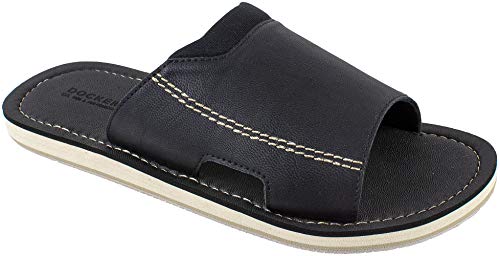 Dockers Mens' Sandal, Slide Sandal with Classic Comfort, Indoor Outdoor Pool Slide, Black, Mens' size 9-10