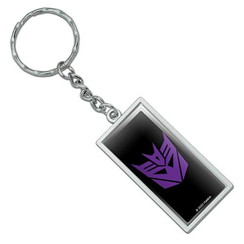 GRAPHICS & MORE Rectangle Transformers Decepticon Symbol Keychain in Chrome Plated Metal