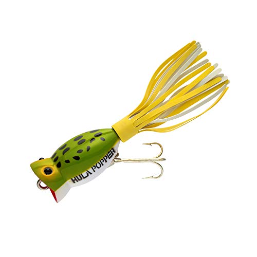 Arbogast Hula Popper Topwater Fishing Lure, Frog White Belly, G760 (2 in, 3/8 oz)