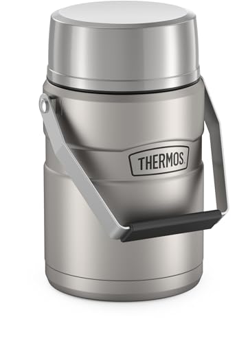 THERMOS Stainless King Vacuum-Insulated Food Jar with 2 Storage Container Inserts, 47 Ounce, Matte Steel