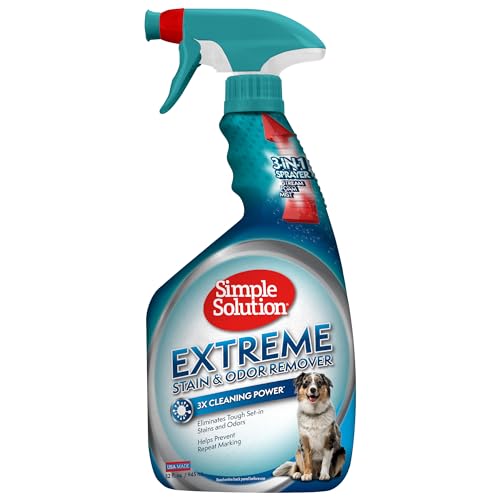 Simple Solution Extreme Pet Stain And Odor Remover, Enzymatic Cleaner With 3X Pro-Bacteria Cleaning Power, 32 Ounces