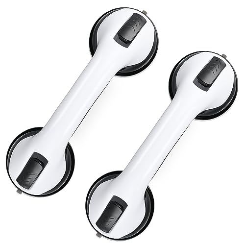 Grab Bars for Showers, Shower Handle 12 Inch Strong Suction Shower Bar, Safety Bars for Shower Chair Stool, Bathroom Grab Bar for Seniors, Elderly, Handicap, Children (2 Pack)
