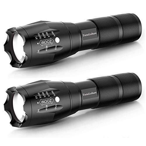 Military Grade Tactical LED 3000 Lumens 5 Light Mode Flashlight Torch,2-Pack