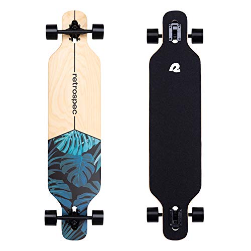 Retrospec Rift Drop-Through Longboard Skateboard Complete Canadian Maple Wood Cruiser w/Drop-Through Trucks for Commuting, Cruising, Carving & Downhill Riding