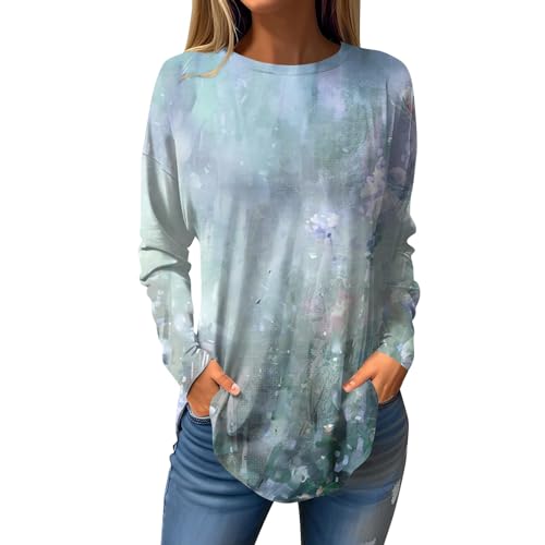 Generic Women Fall Tops Long Tunic Tops To Wear with Leggings Womens Long Sleeve T Shirts Crewneck Sweatshirts for Women Loose Pullover O Neck Sweatshirts Dressy Casual Blouse Printed Tunic Tops