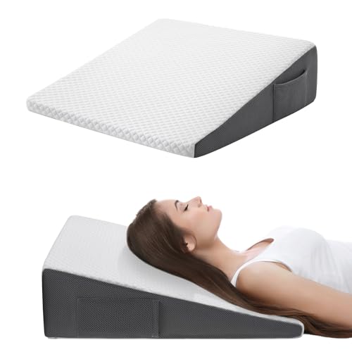 Cozymaker 7.5' Bed Wedge Pillow for Sleeping After Surgery, Back Support, Leg Elevation, Gerd Acid Reflux, Relief Neck Pain, Sleep Apnea, Snoring, Cooling Memory Foam Triangle Incline Wedge
