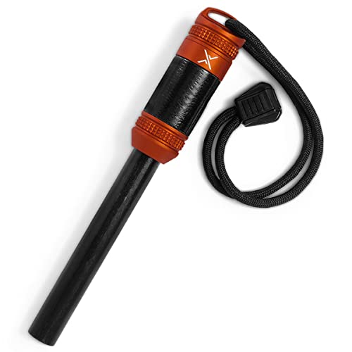 Exotac fireROD XL Ferrocerium Firestarter with Replaceable 1/2 in. Diameter Waterproof Ferro Rod Striker, Heavy-Duty Flammable Repair Tape, and Tinder Capsule Compartment with Included quickLIGHT Tabs