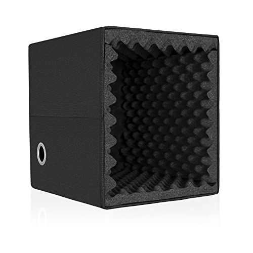 OUUTMEE Portable Sound Recording Shield Box, Sound Recording Vocal Booth Box with Sound Absorbing Foam, Foldable, Stand Mountable