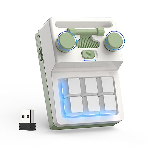 6 Key 2 Knob Wireless Macro Keyboard Programmable Bluetooth /2.4G Receiver 400mAh One Handed Gaming Keyboard With Software Macro Keyboard with macro Keys ,Hot-Swap Switch RGB For Photoshop,Gaming