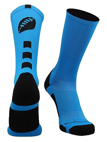 MadSportsStuff Football Logo Crew Socks (Electric Blue/Black, Small)