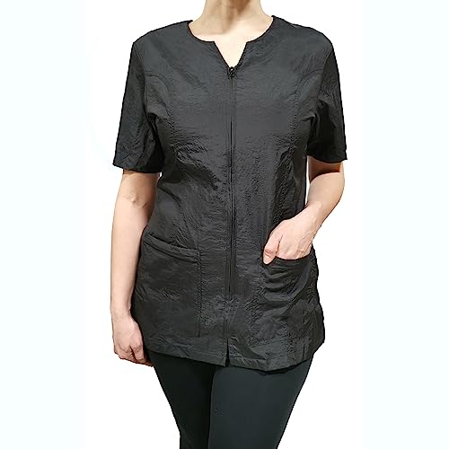 CHARLENE Personalized Haley Jacket with Logo Embroidery | Stylist, Barber, Groomer, Smock, Makeup Artist for Men & Women (M, Black)