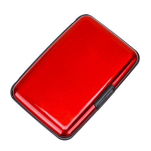 ELFISH Mini RFID Aluminum Wallet Credit Cards Holder Business Card Case Metal ID Case for Men Women (Red)