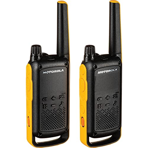 Motorola Solutions, Portable FRS, T470, Talkabout, Two-Way Radios, Emergency Preparedness, Rechargeable, 22 Channel, 35 Mile, Black W/Yellow, 2 Pack