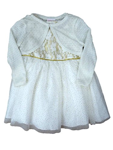 Youngland Infant & Toddler Girls Ivory Lacy Party Dress & Caplet 2 PC Outfit 24m